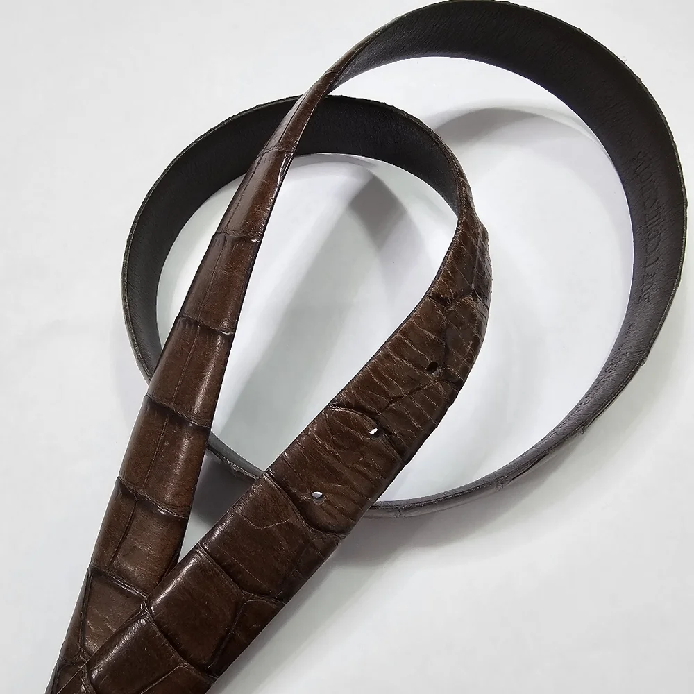 Soft Collections Men's Brown Leather Belt Textured Silver Hardware Size 38